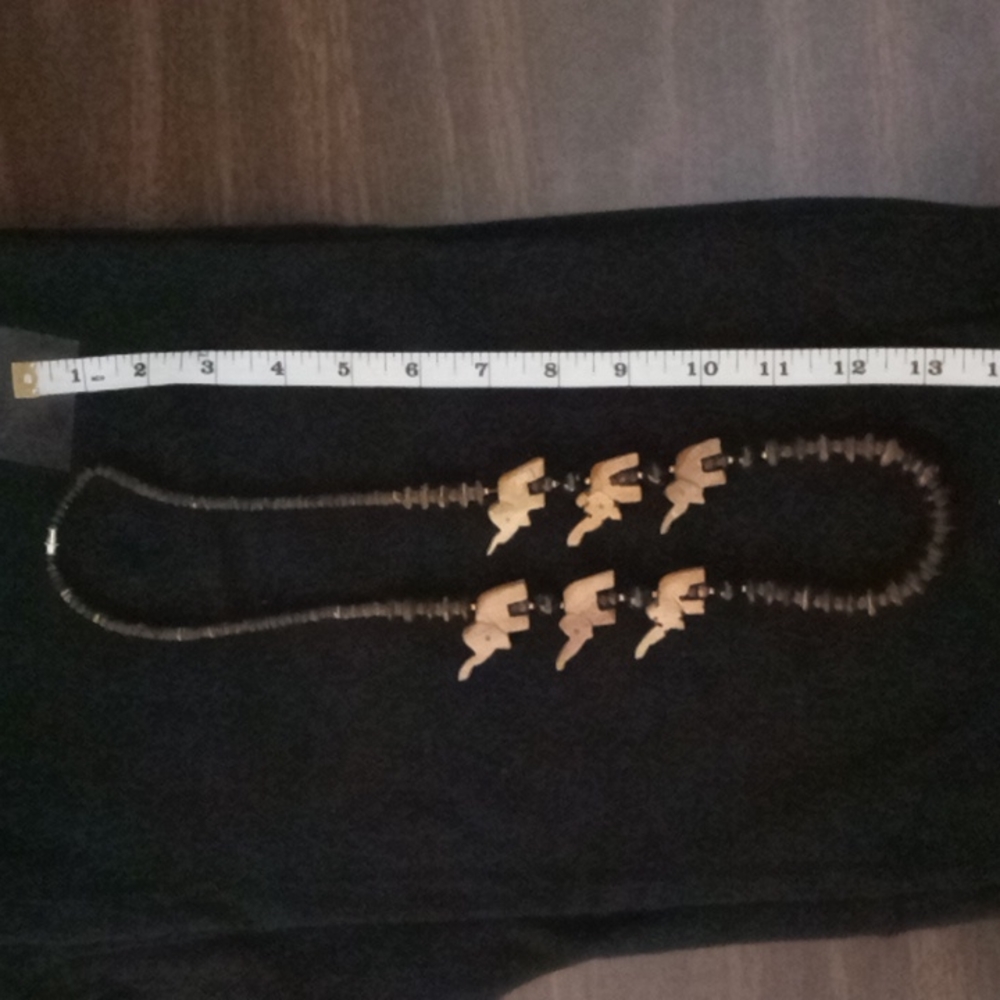 Wooden Elephant Bead Necklace - Picture 2 of 2